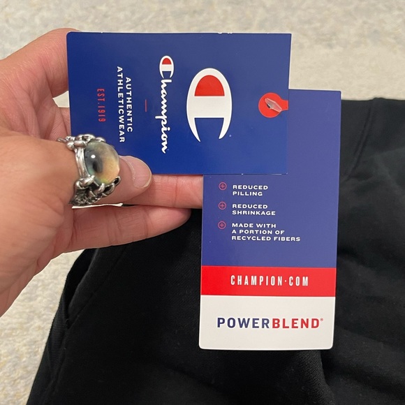 NWT Women’s Size Small Champion Drawstring Fleece Joggers With Logo Print Black - Picture 10 of 13